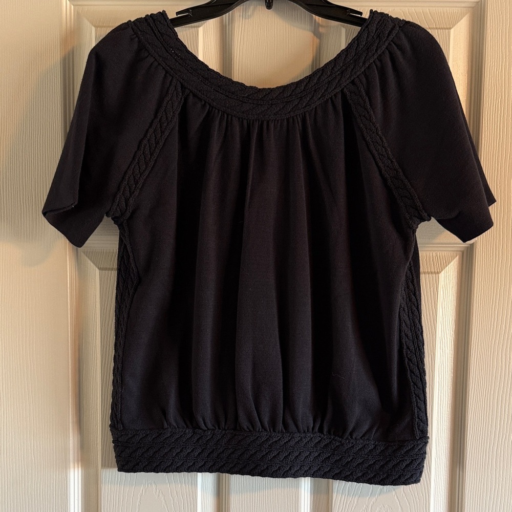 CAbi Navy Blue Short Sleeve Top